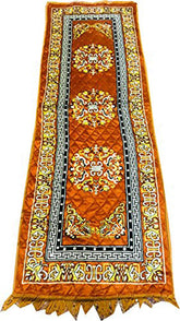 Kuber Industries Bed Side Rectangular Runner/Mattress|Soft Velvet Material & Traditional Print|Size 190 x 64 CM (Light Brown)